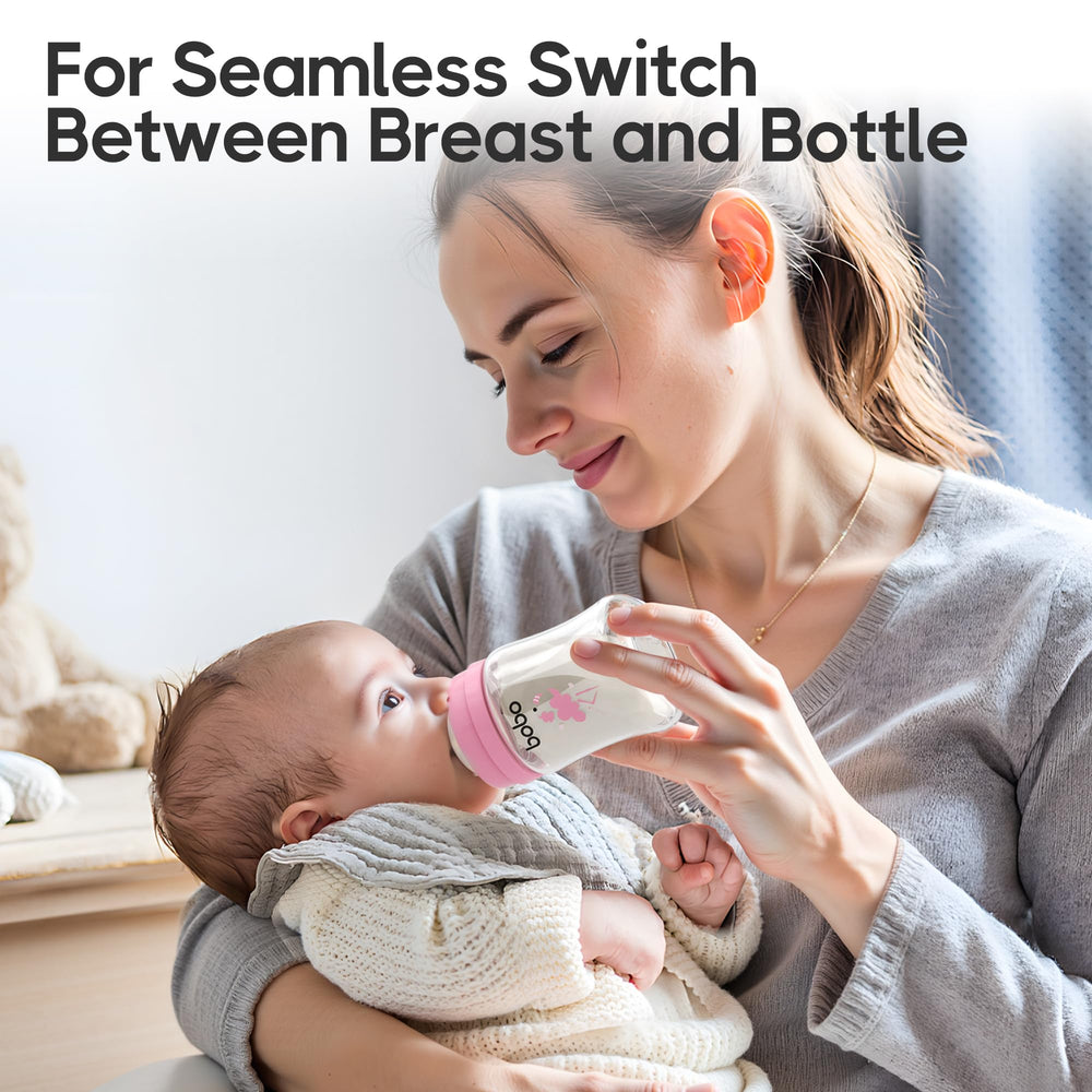 YOHKOH glass bottle slow-flow nipple supports paced feeding