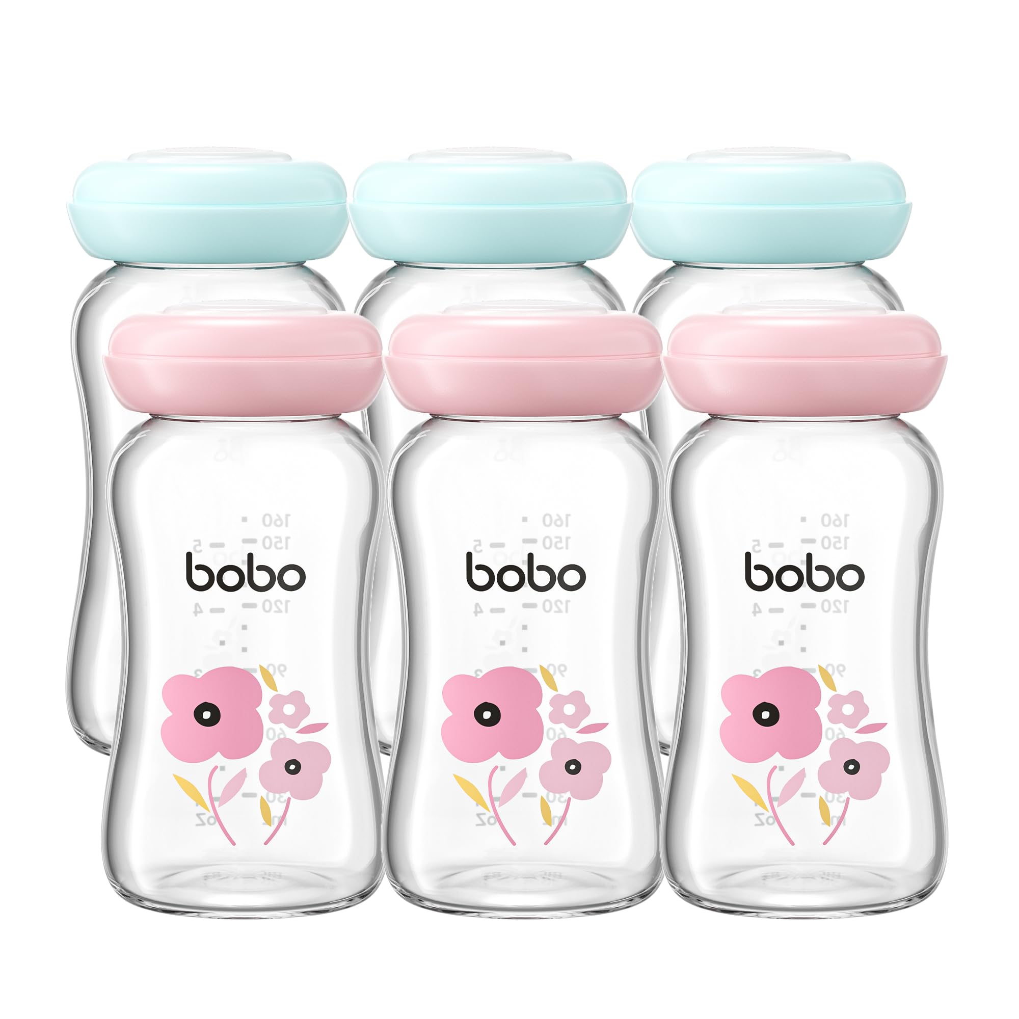 YOHKOH glass breast milk bottle with leak-proof cap for secure travel.