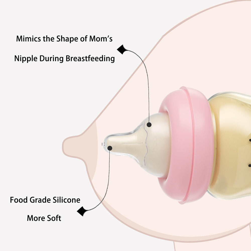 YOHKOH bottle with intelligent pressure-regulating valve red balances air and milk.
