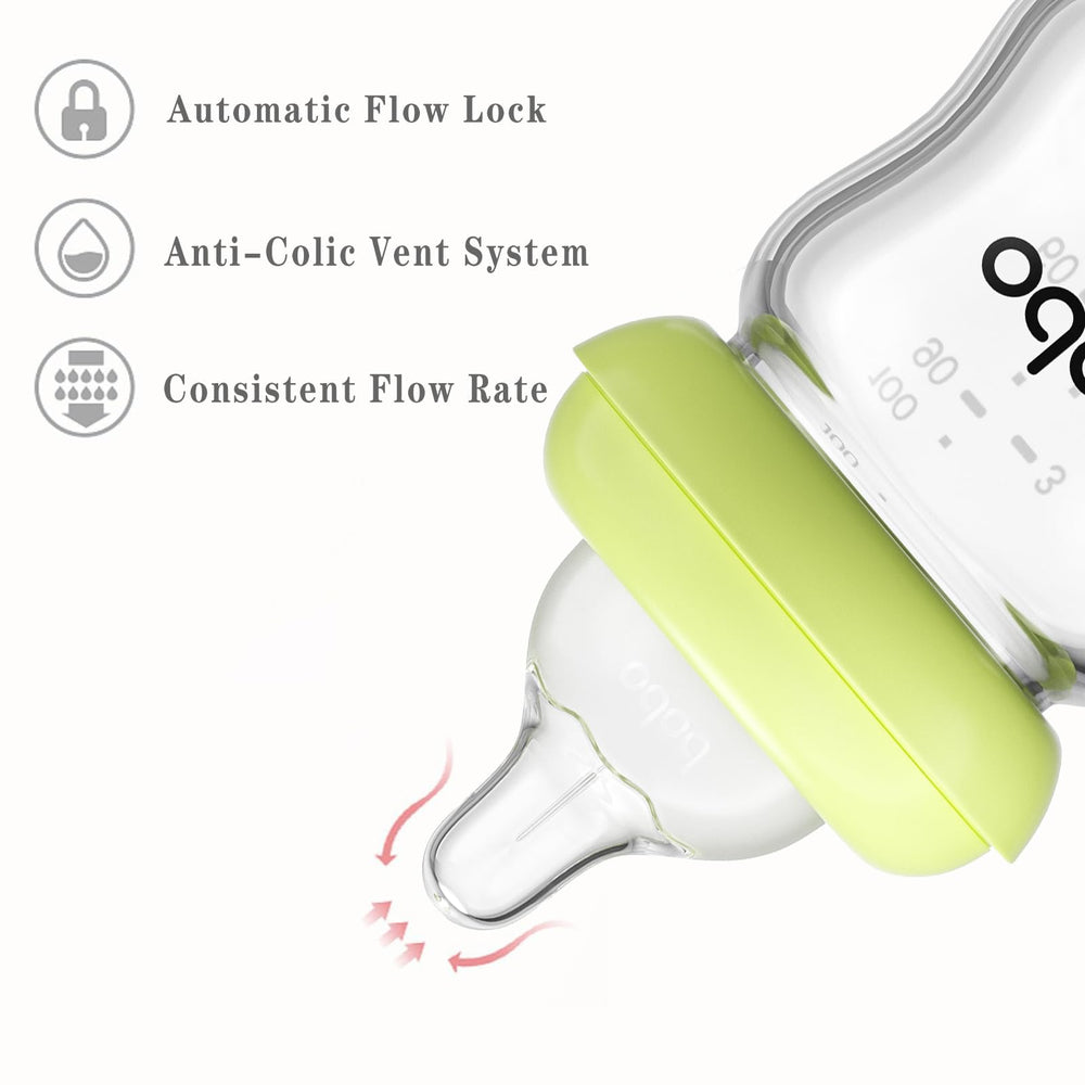 YOHKOH internal pressure-regulating valve balances air and milk during feeds.