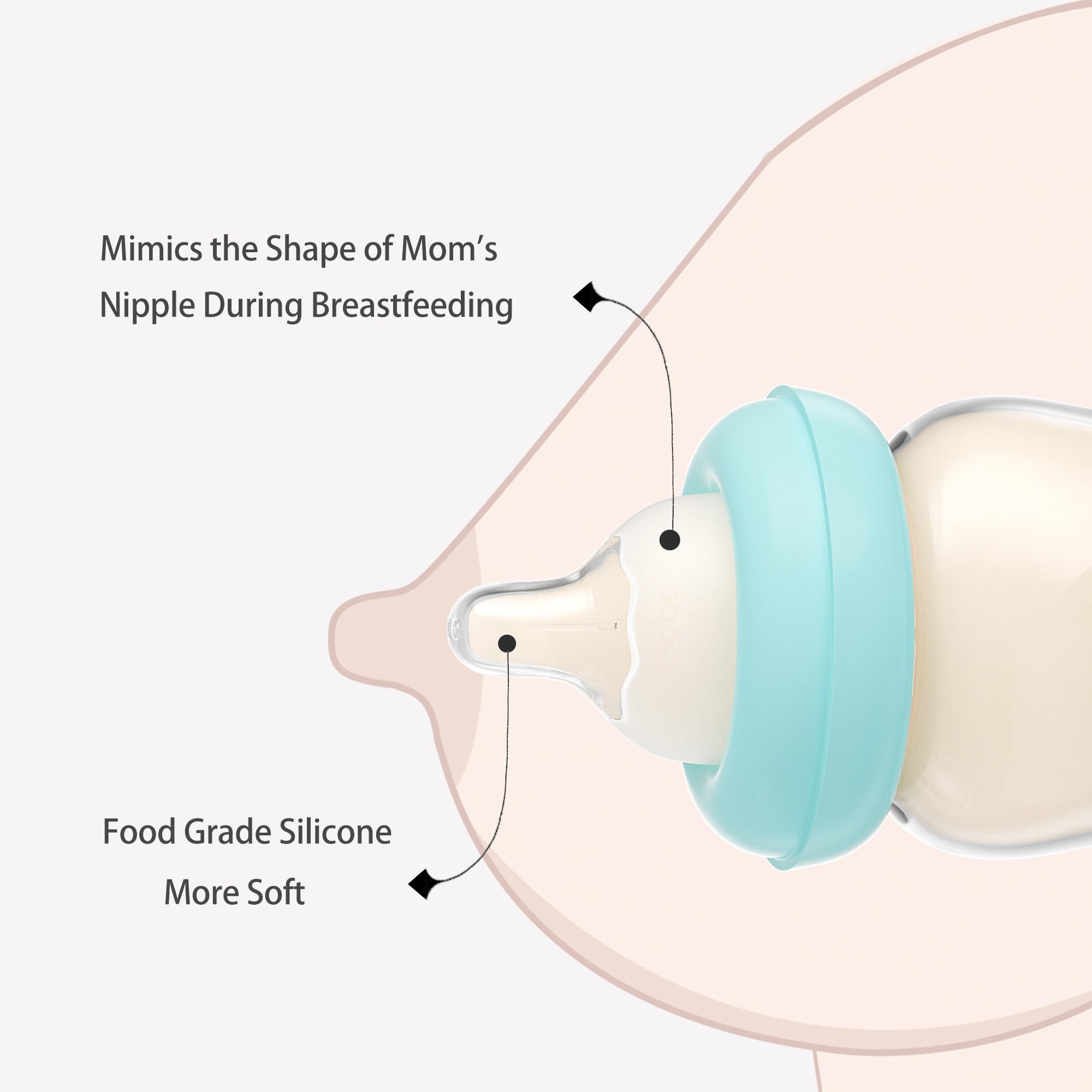 YOHKOH level 1 slow flow nipple detail indicating controlled milk flow for newborn feeding