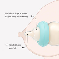 YOHKOH level 1 slow flow nipple detail indicating controlled milk flow for newborn feeding