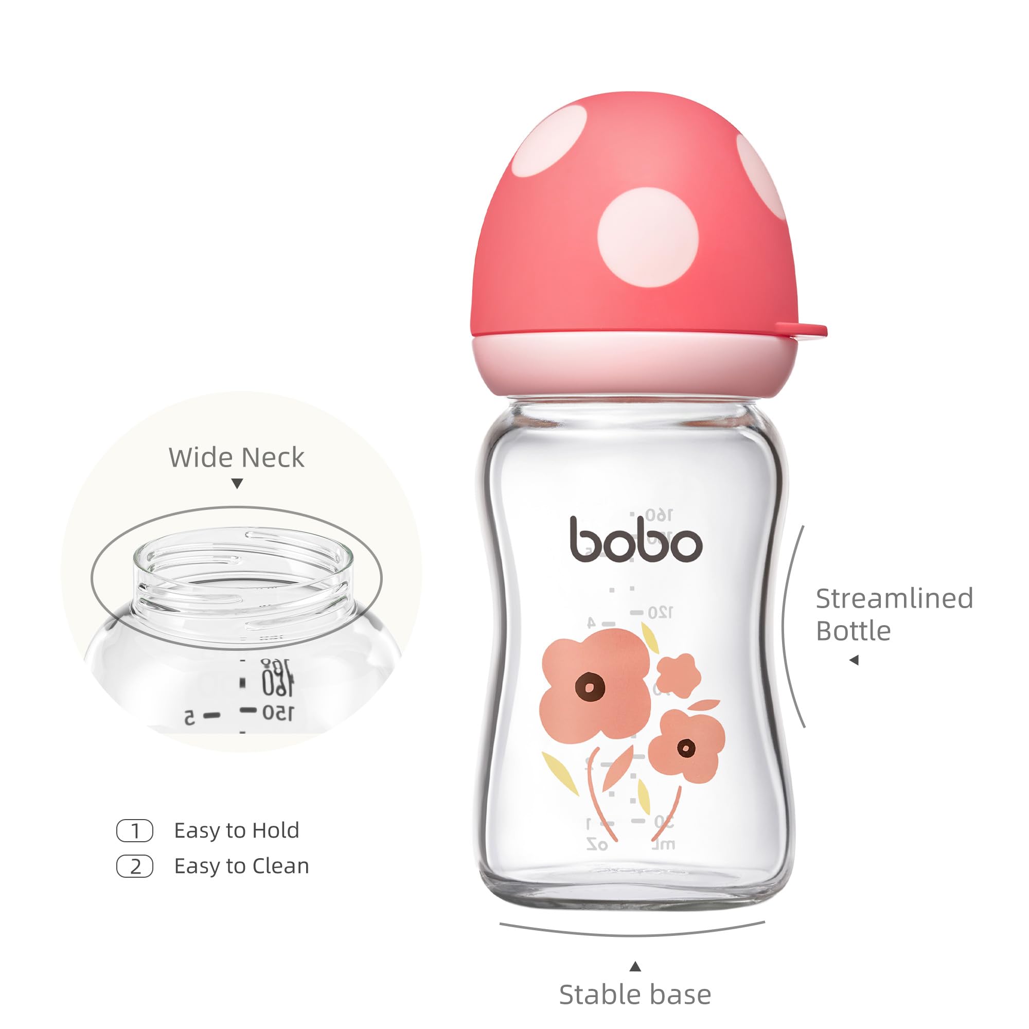YOHKOH mushroom pattern bottle adds friendly design to feeding.