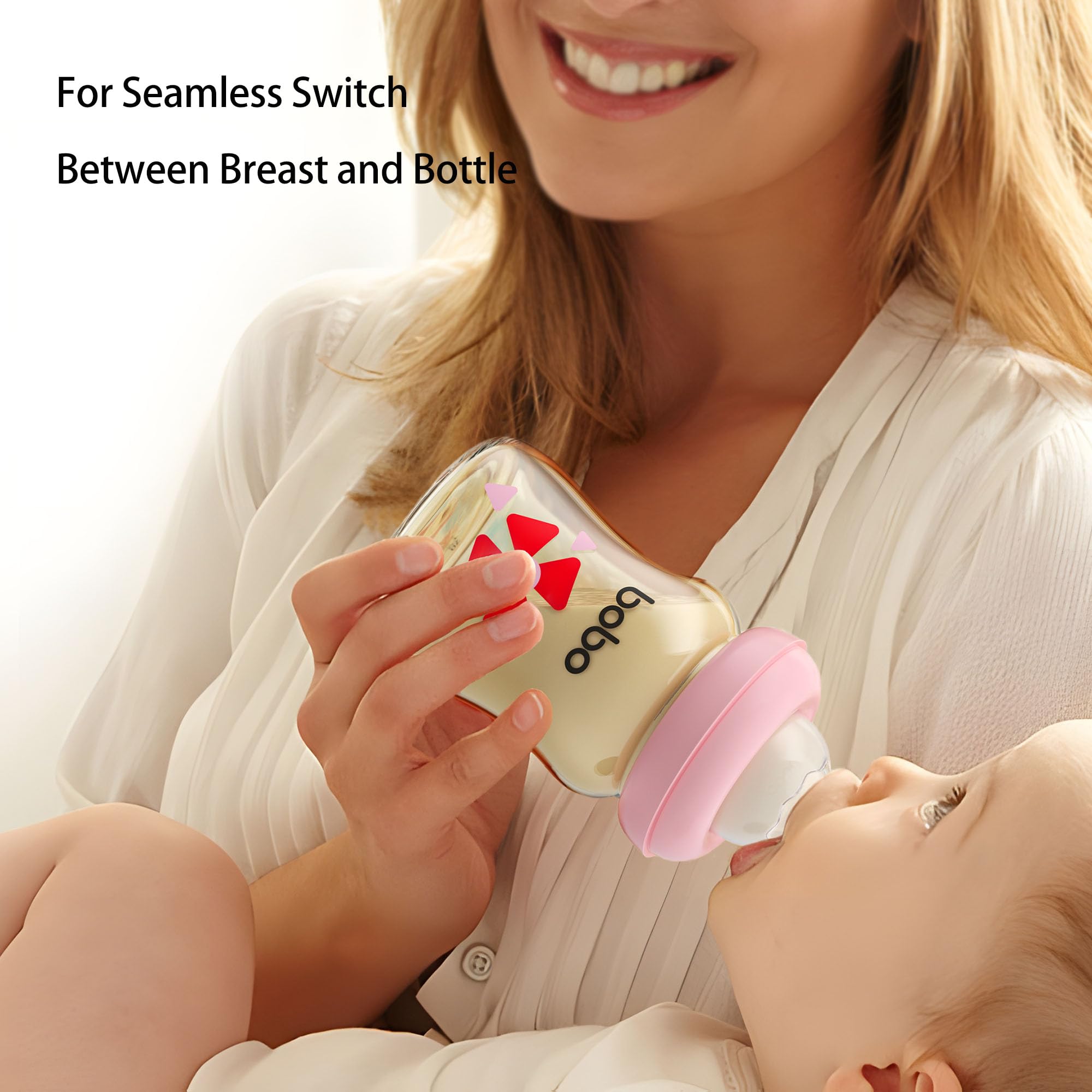 YOHKOH natural response nipple red, controls milk flow for comfortable feeding.