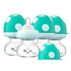 YOHKOH newborn glass bottle with blue wide-neck for easy cleaning