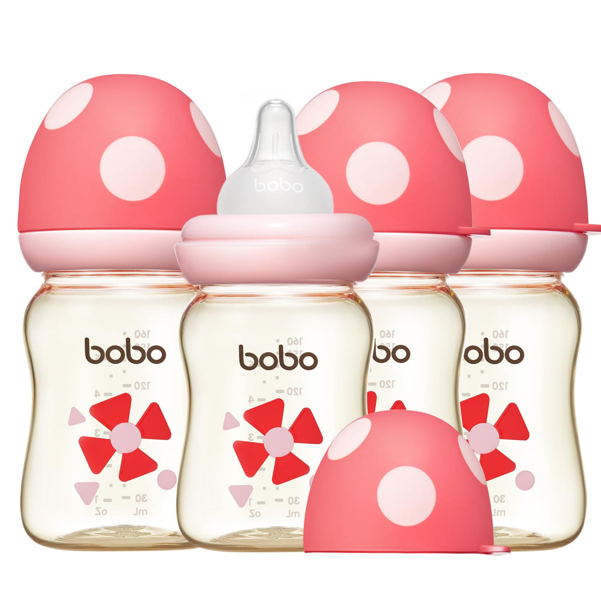 YOHKOH PPSU baby bottle wide neck in red, easy feeding and cleanup.