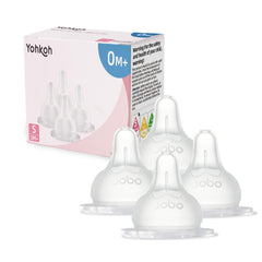 YOHKOH wide-neck silicone nipple for 0m+ babies, soft and gentle feeding.