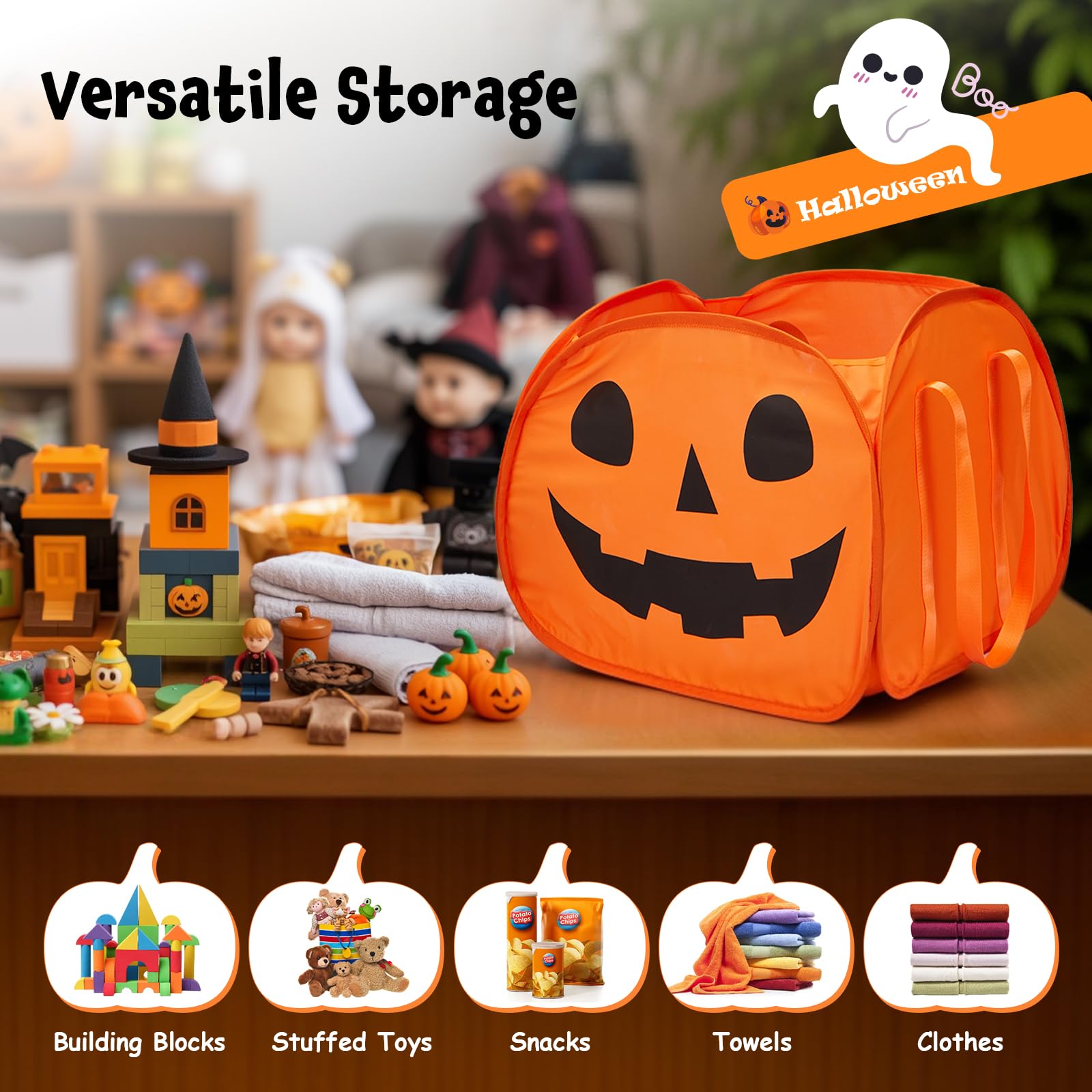 YOHOOLYO 95L pumpkin basket side view highlights stable square shape.
