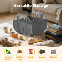 YOHOOLYO 95L toy storage basket, side view showing slim profile for easy placement.