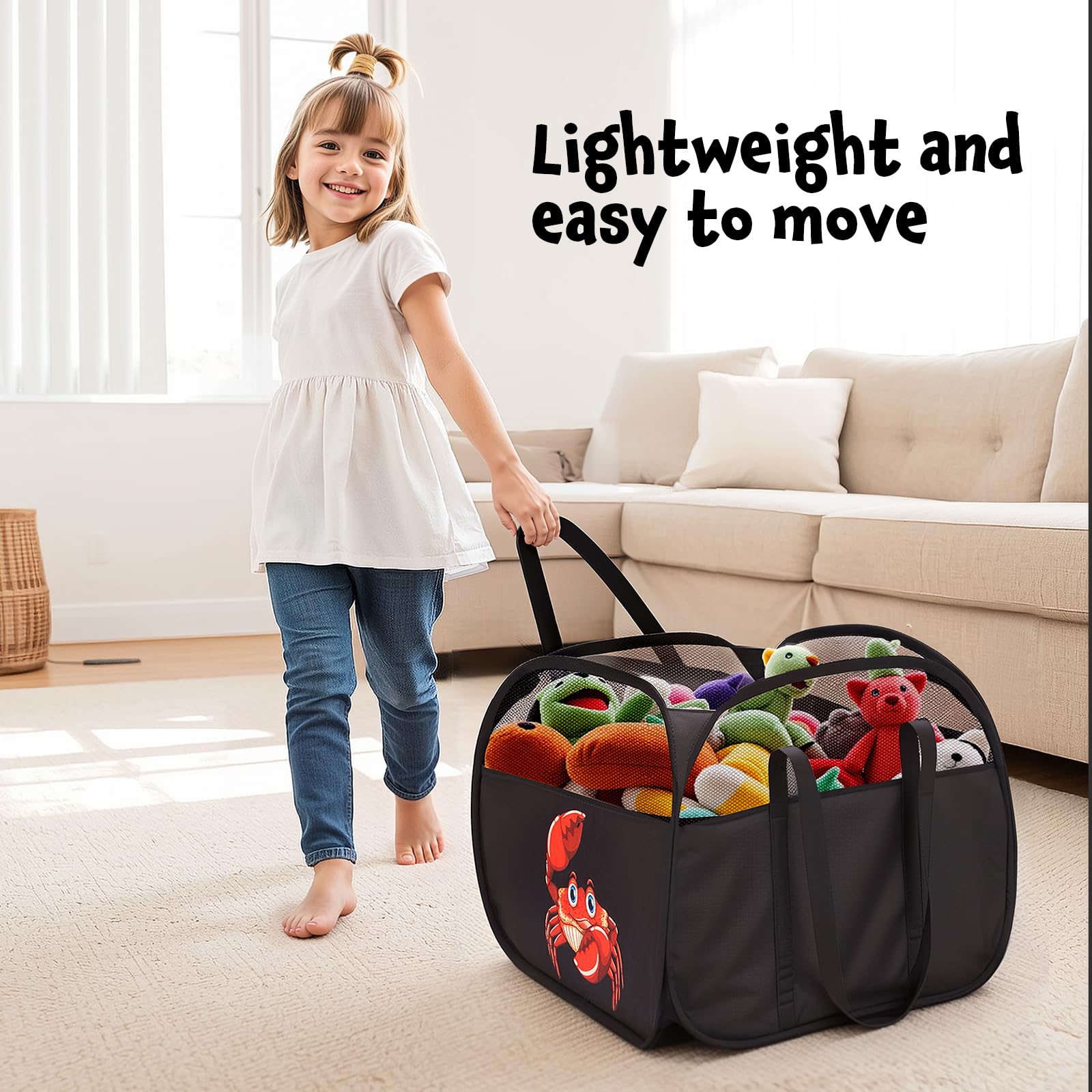 YOHOOLYO 95L large opening enables quick toy discovery and cleanup.