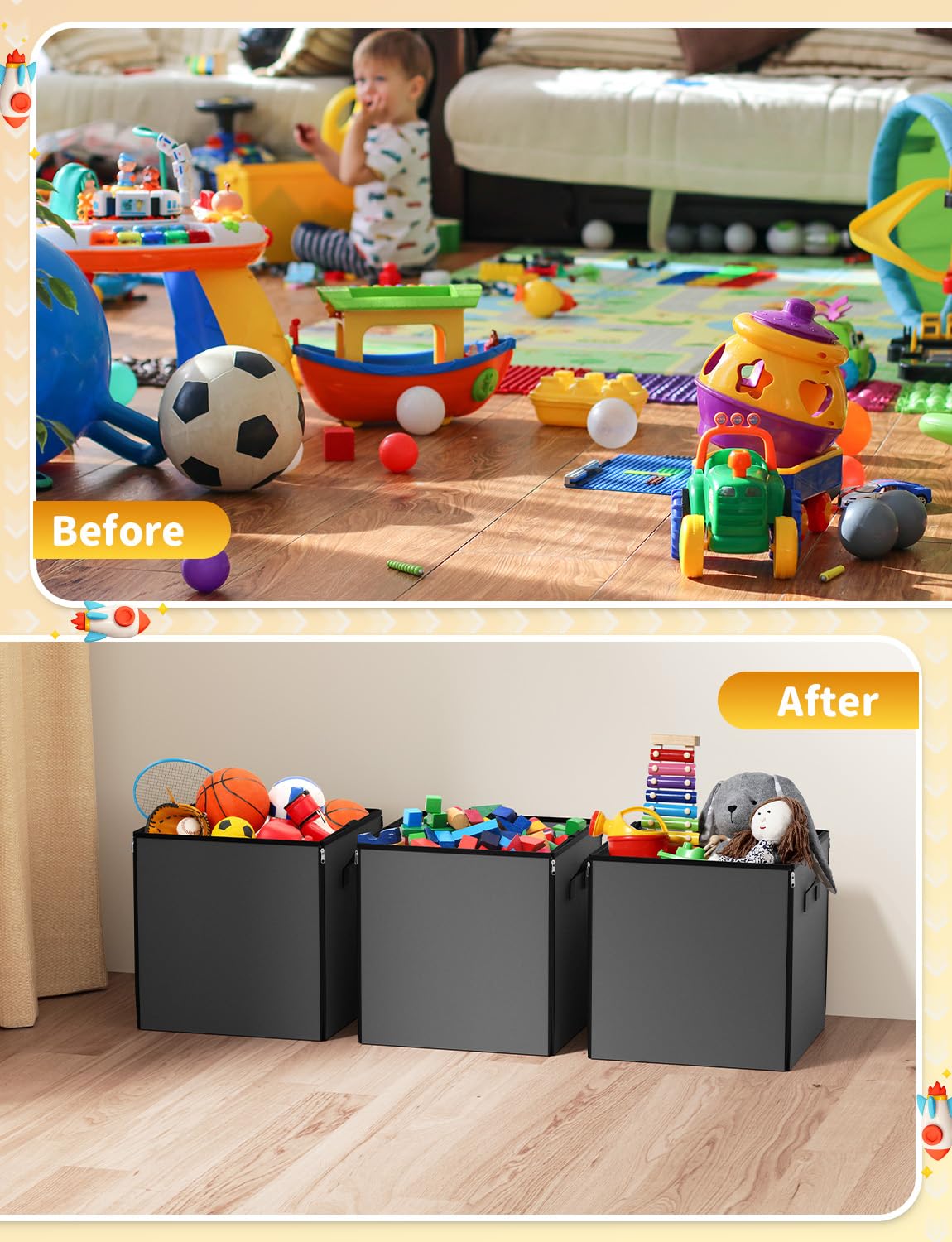 YOHOOLYO fits bricks, puzzles, toys and more in one tidy spot