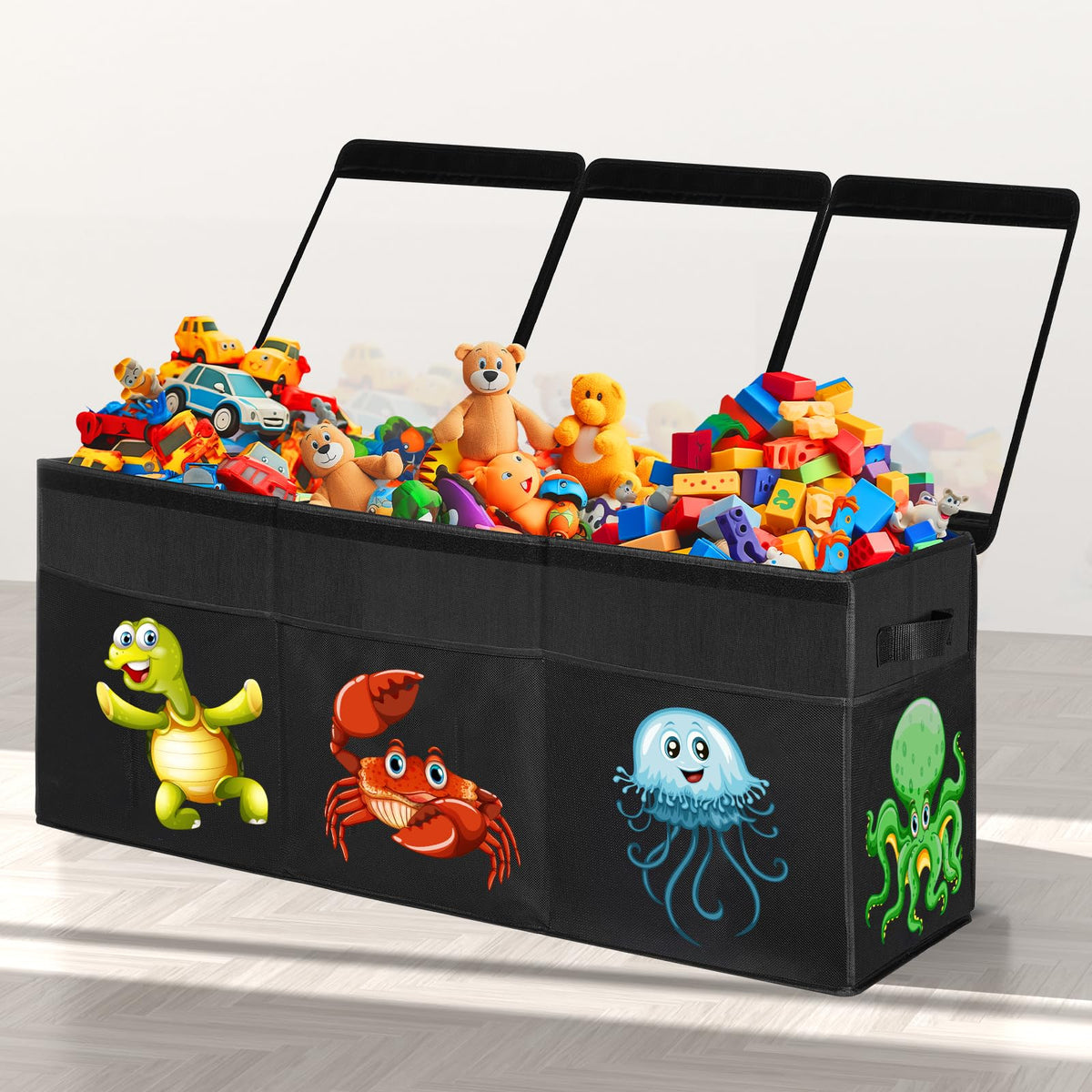 YOHOOLYO extra-large toy box assembled for easy family storage and organized play spaces.