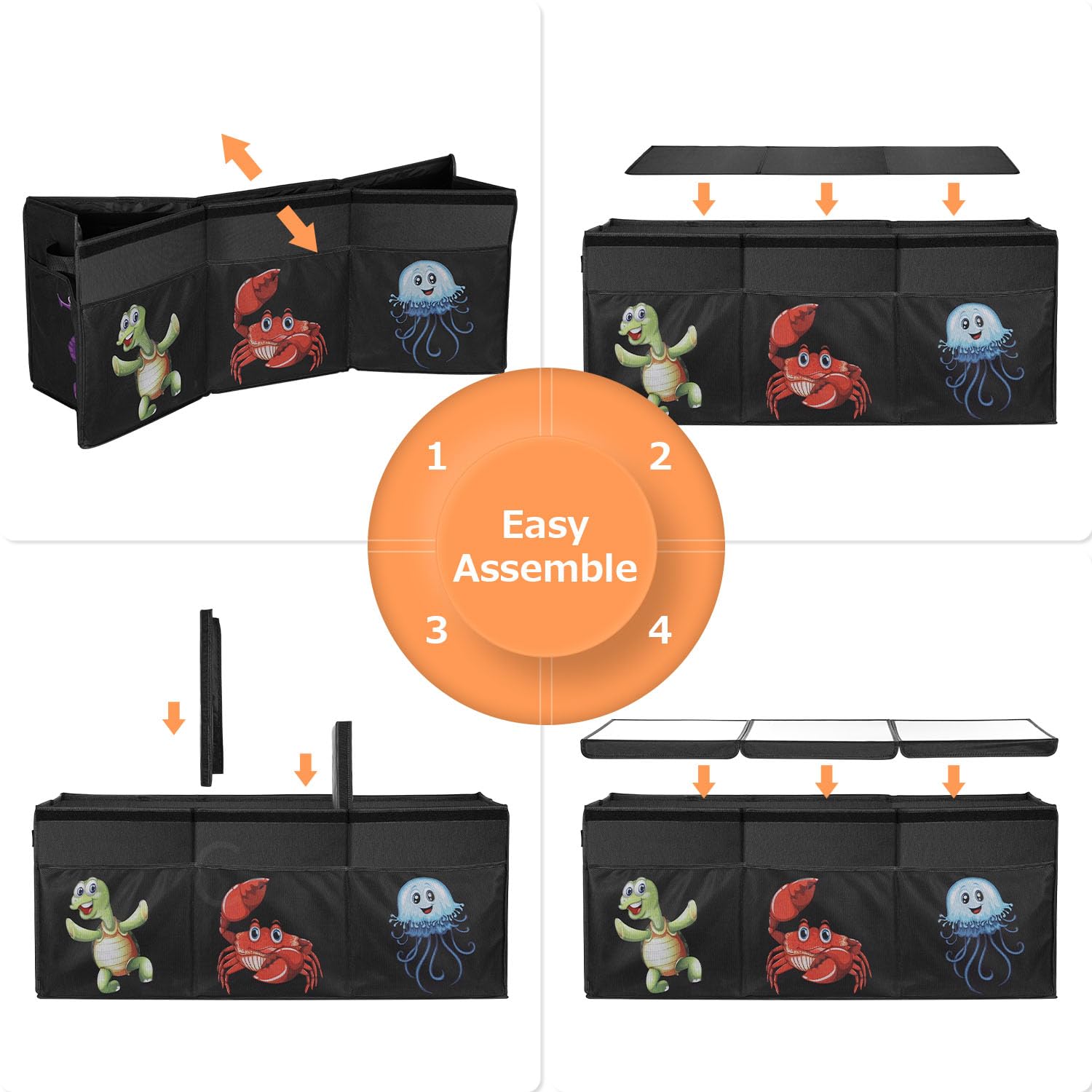YOHOOLYO removable lids provide flexible storage for books and blankets.
