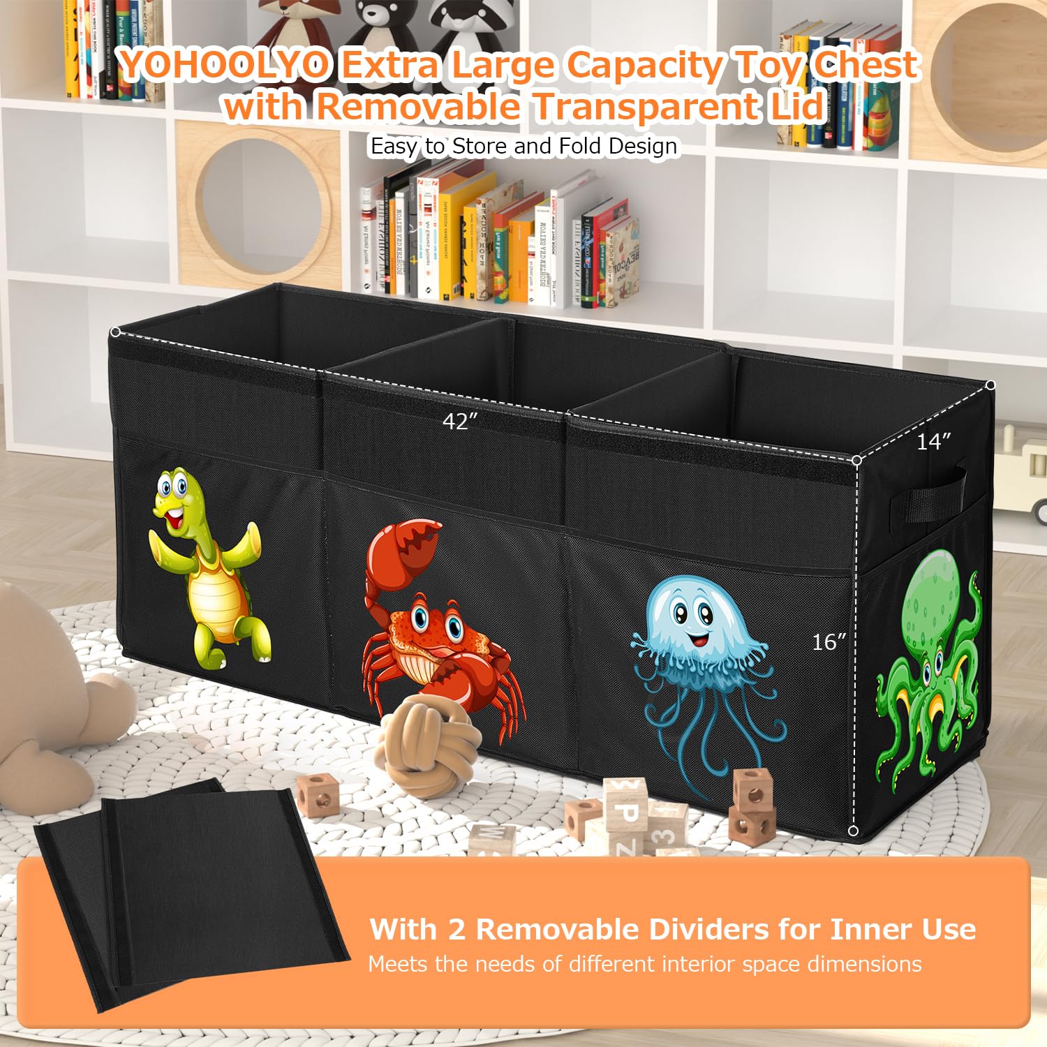 YOHOOLYO soft side handles make moving the box easy.
