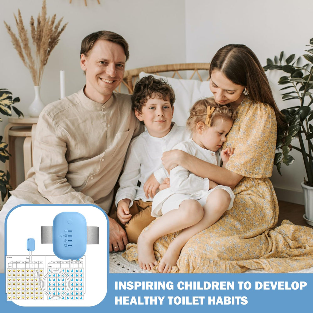 Yoiilifee bedwetting alarm blue alert modes including sound and vibration.