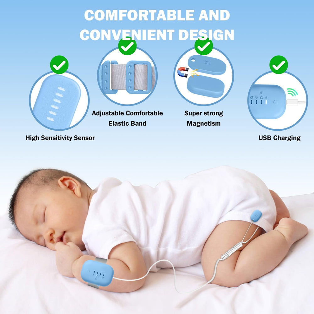 Yoiilifee bedwetting alarm blue sensor close-up showing high sensitivity.