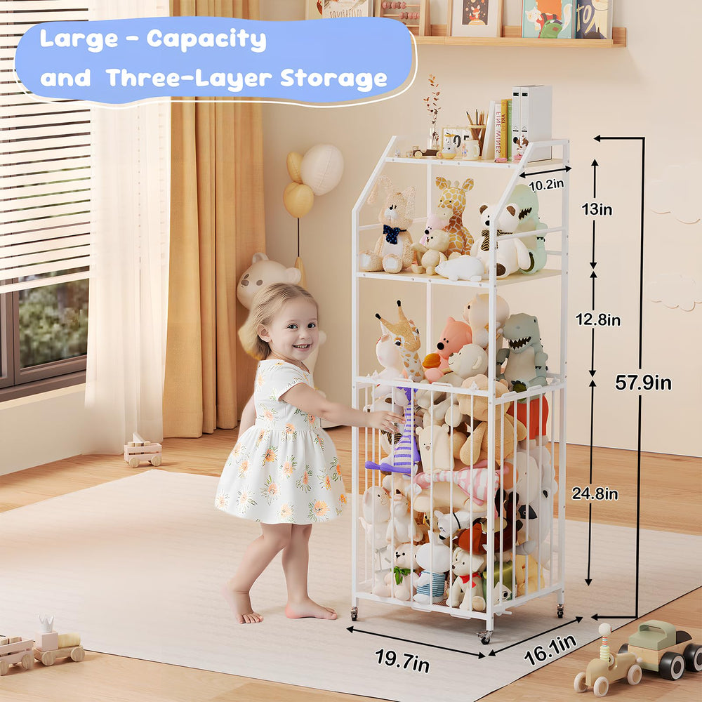 Yoimori metal wood frame highlights sturdy toy organization