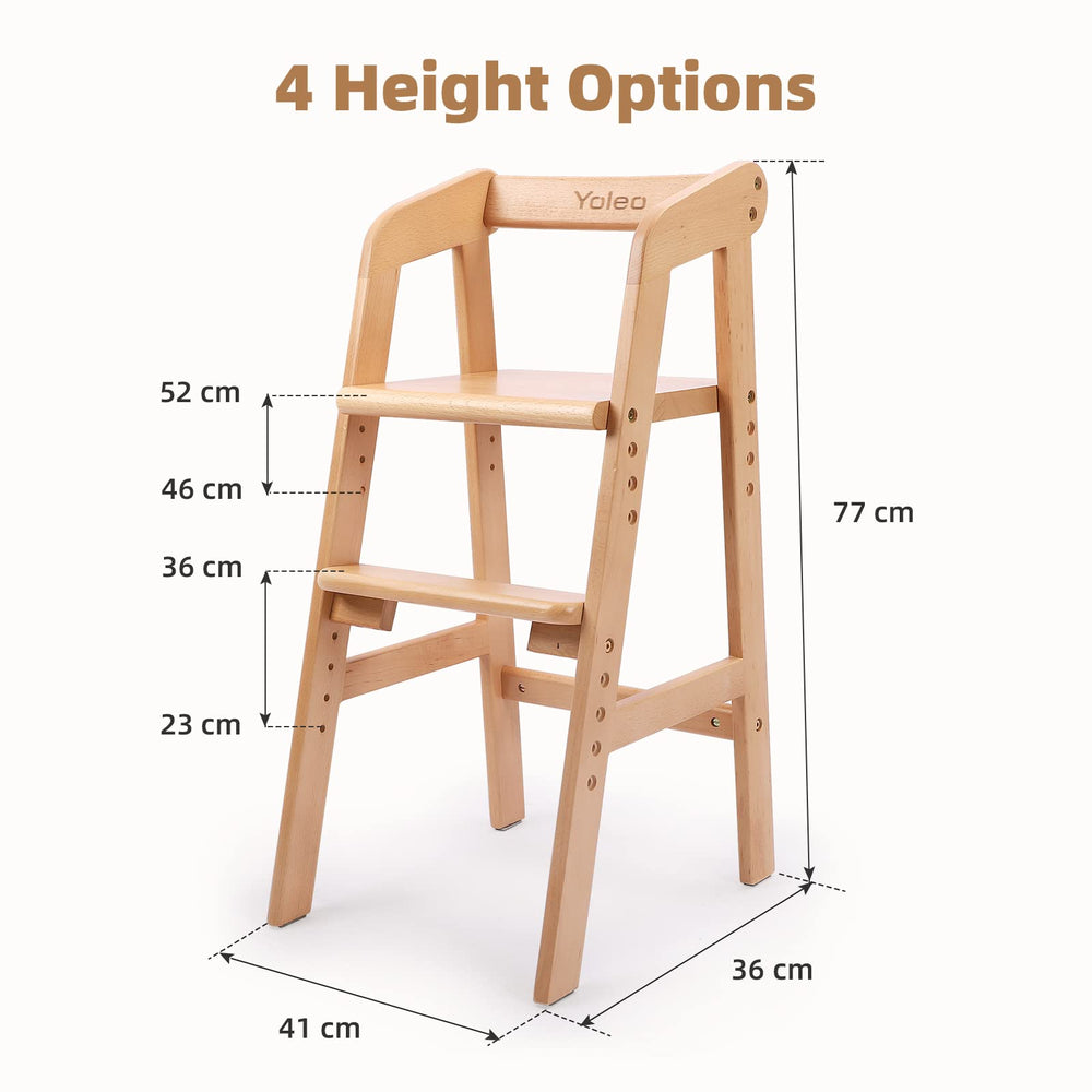 YOLEO high chair with adjustable seat height for growing kids.