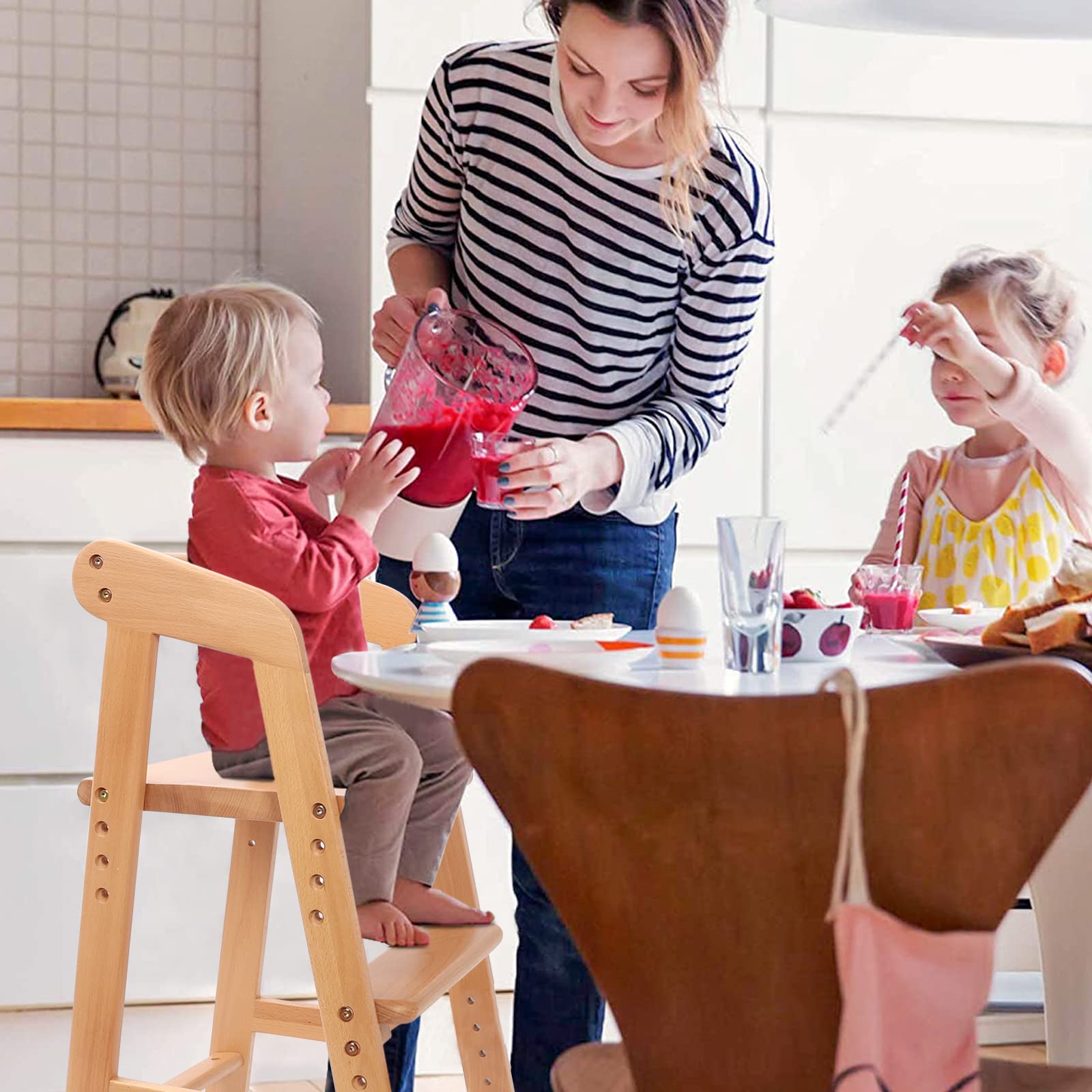 YOLEO high chair transitions from dining to study time.