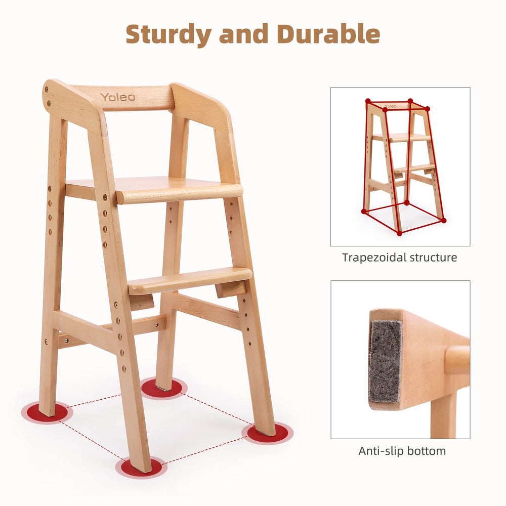 YOLEO beech wood base provides stability and durability.
