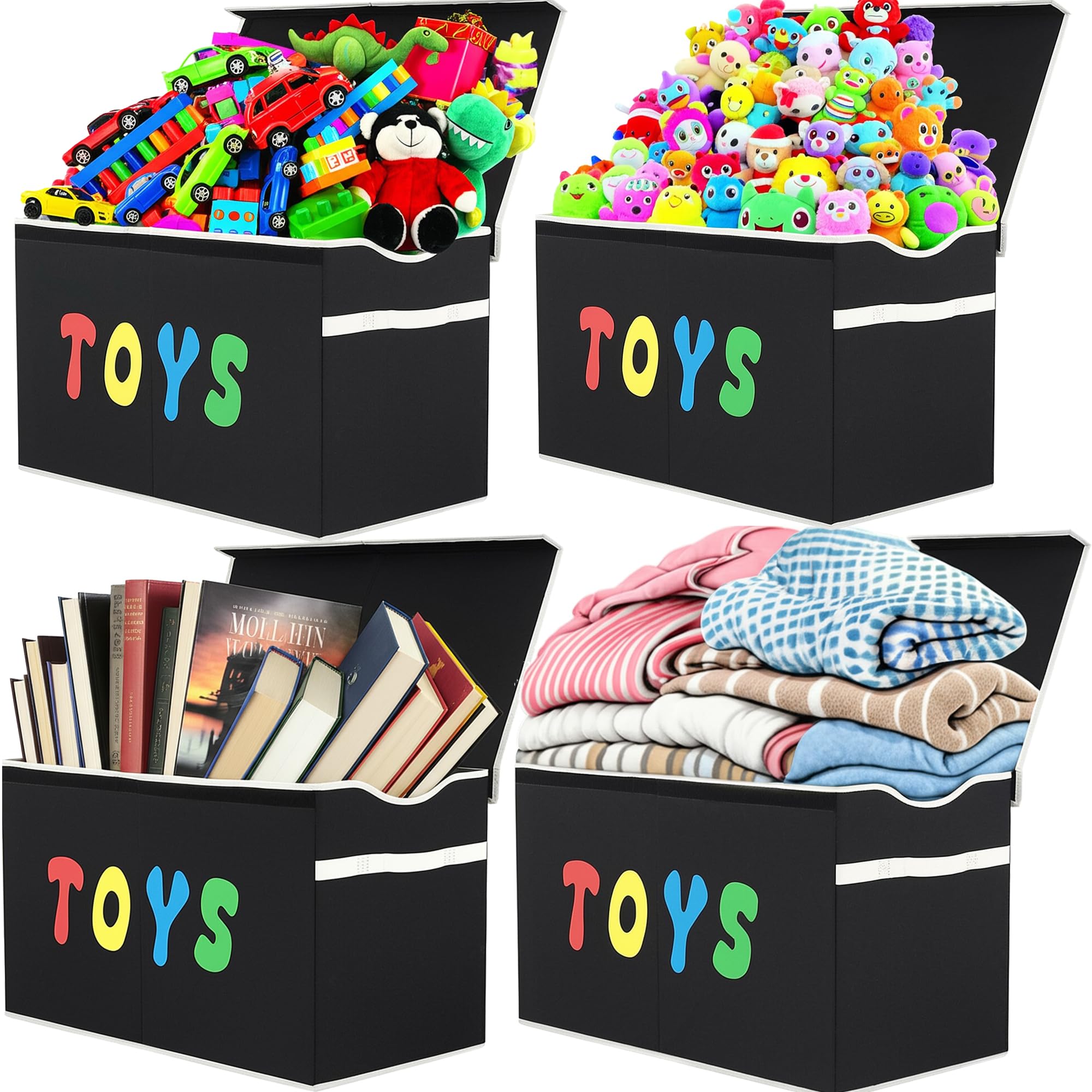 YOLOXO Toy Box Chest extra-large dimensions fit bulky stuffed animals.