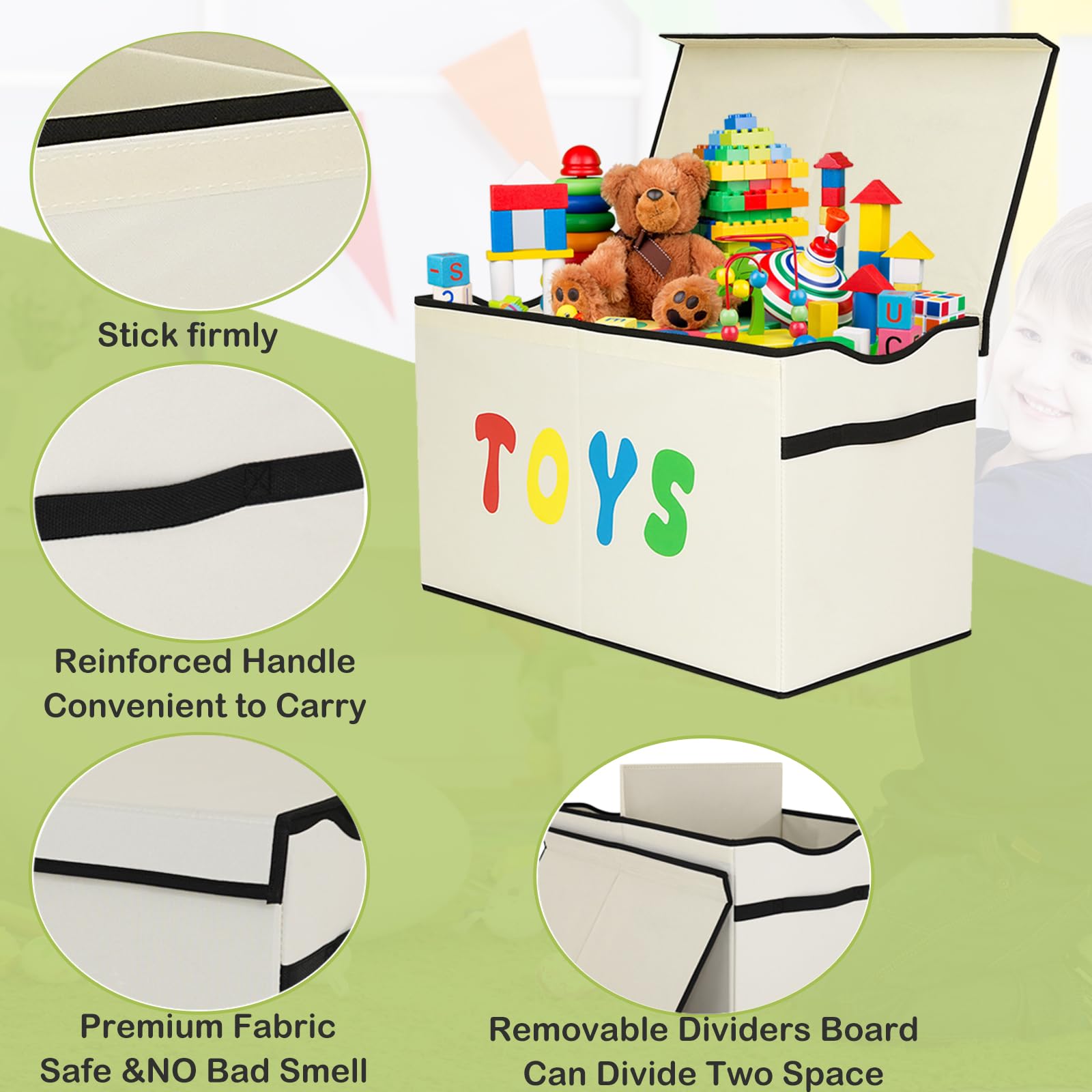 YOLOXO Toy Box Chest linen fabric finish adds premium look.