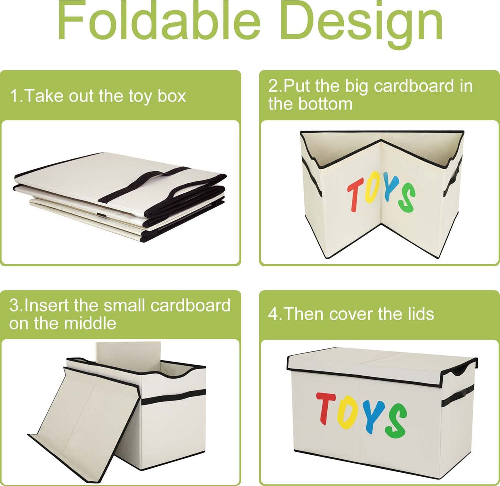 YOLOXO Toy Box Chest reinforced handles enable easy room-to-room transport.