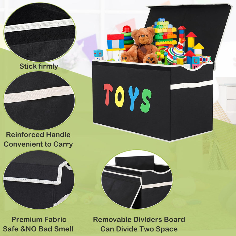 YOLOXO Toy Box Chest reinforced handles for easy carrying.