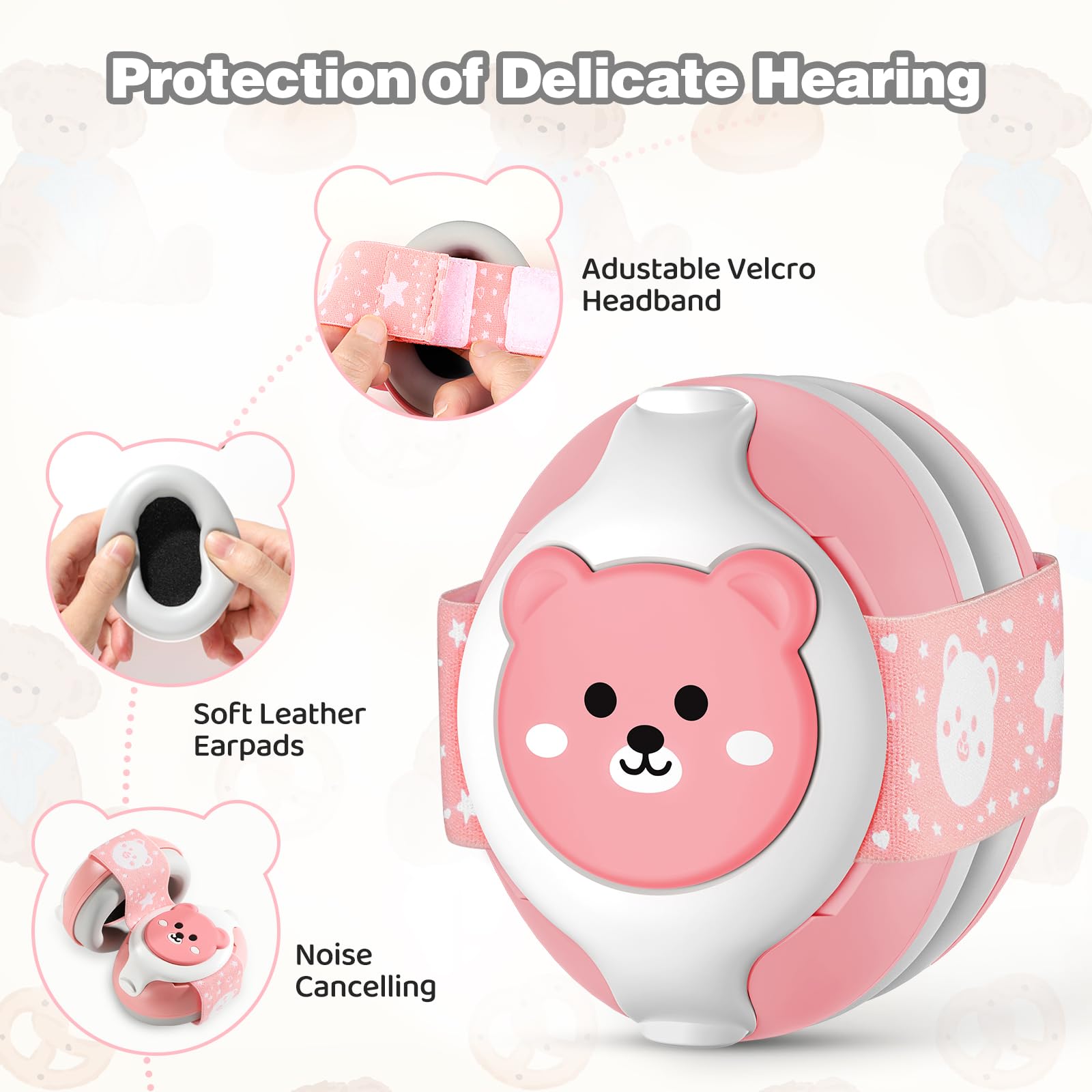 YomauiYee infant headphones with adjustable headband for secure, comfy wear