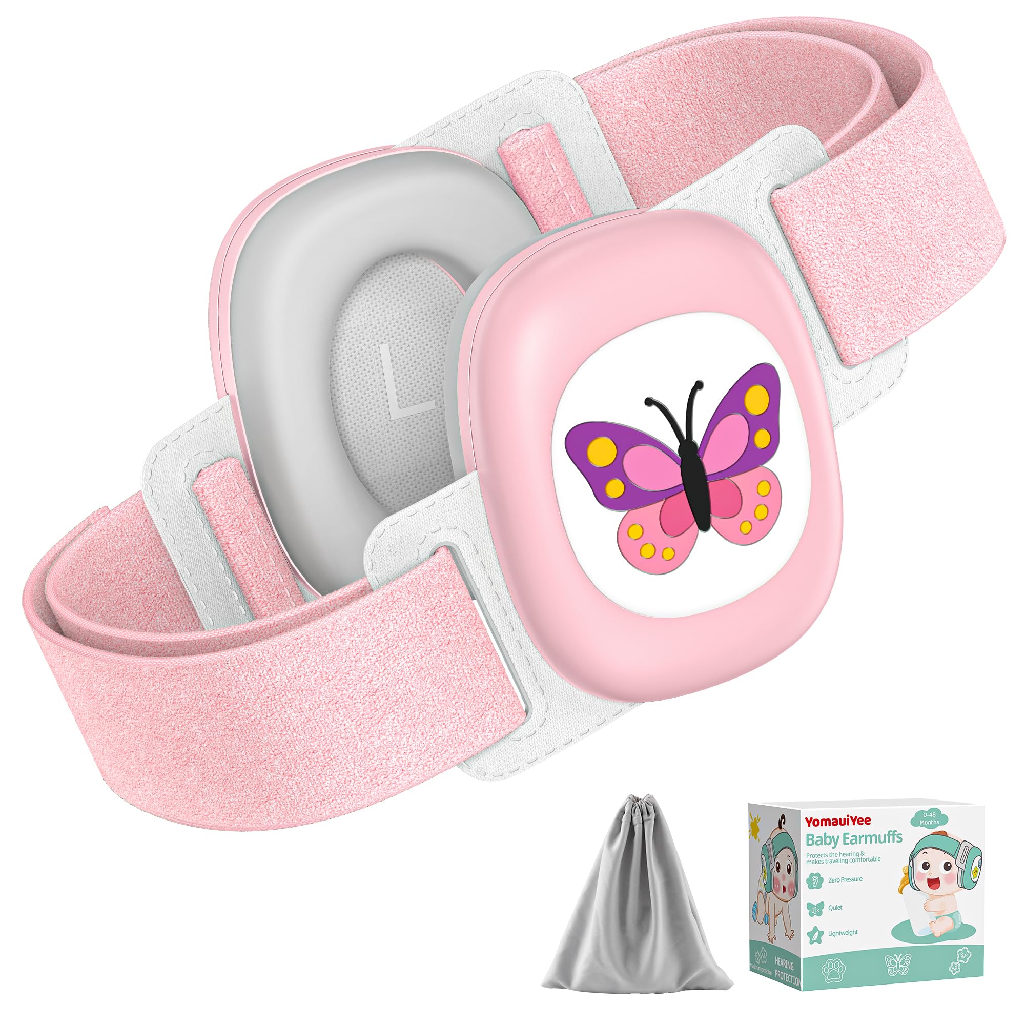 YomauiYee baby earmuffs with butterfly pattern protect delicate ears in noisy environments