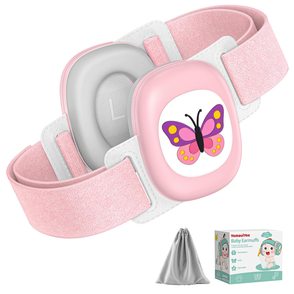 YomauiYee baby earmuffs with butterfly pattern protect delicate ears in noisy environments