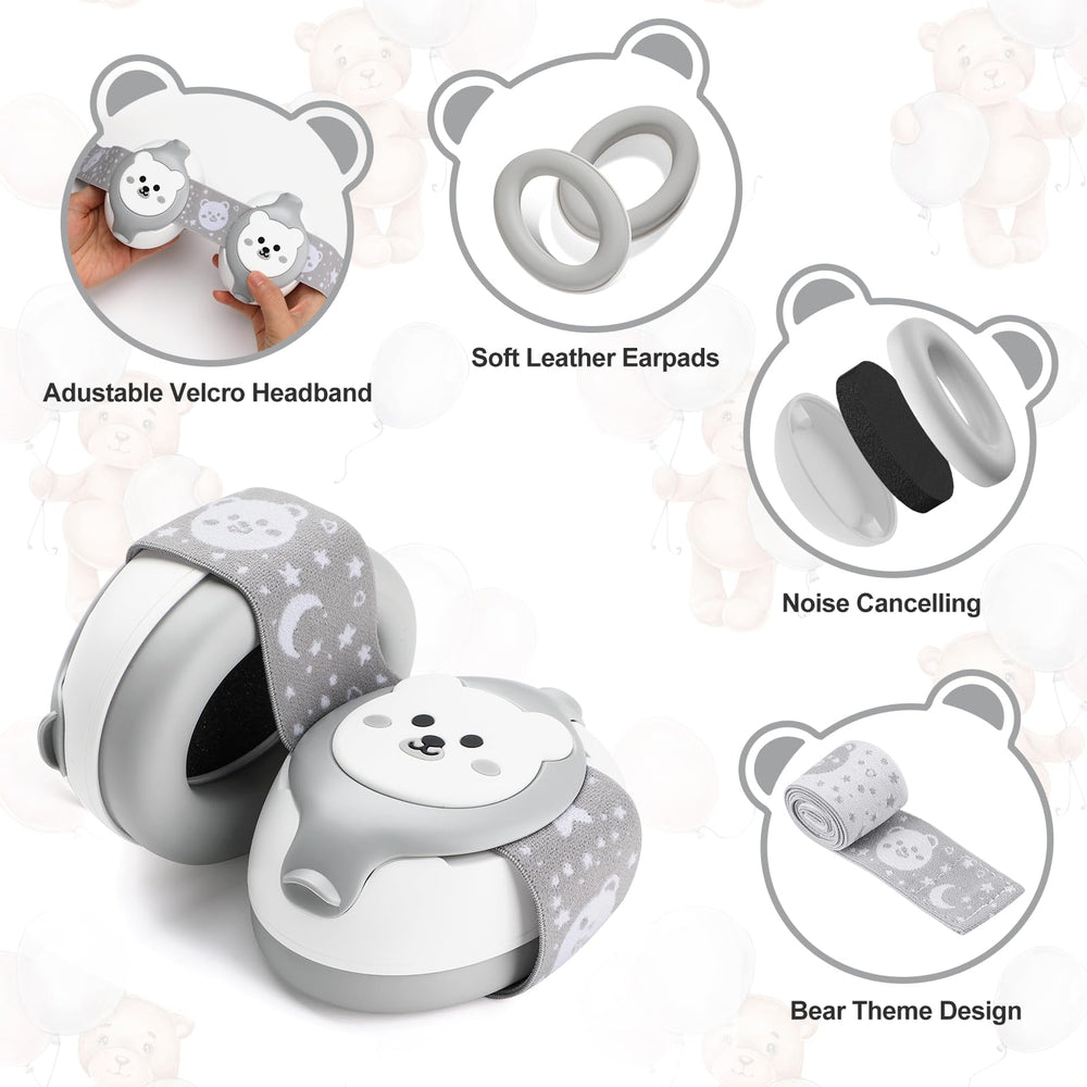 YomauiYee infant headphones worn during outdoor event for noise protection.
