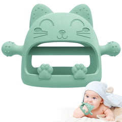 YomauiYee baby teether cat-front view with nipple-like bite area for newborns.