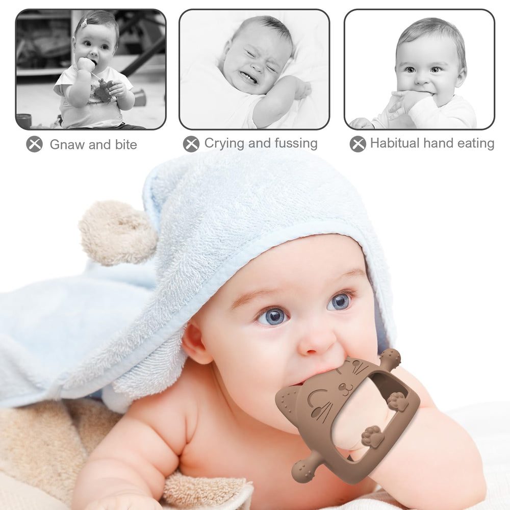 YomauiYee teether texture close-up shows silicone touch points for gum massage.