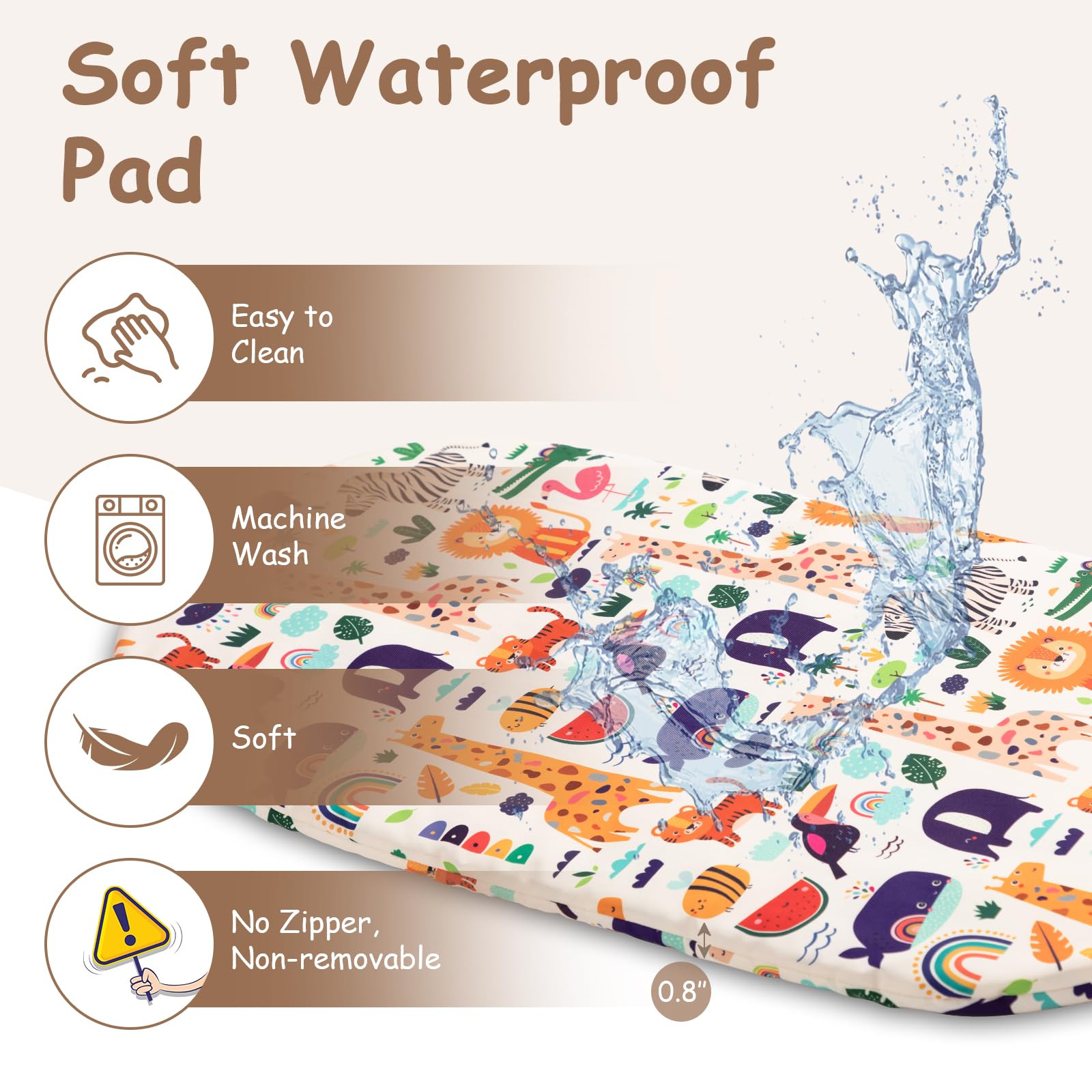 YOMECHEO 1.2 inch sponge pad cushions baby during diaper changes.