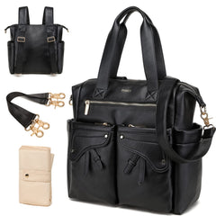 Yomiky leather diaper bag backpack with large capacity for on-the-go organization