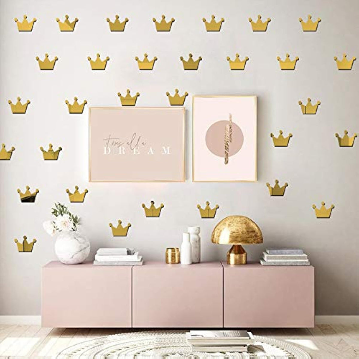 YongPan crown mirror wall stickers pack shot for princess decor.