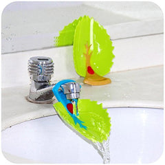 Yonisun leaf faucet cover brown angled view helps guide kids' water for easier hand washing.