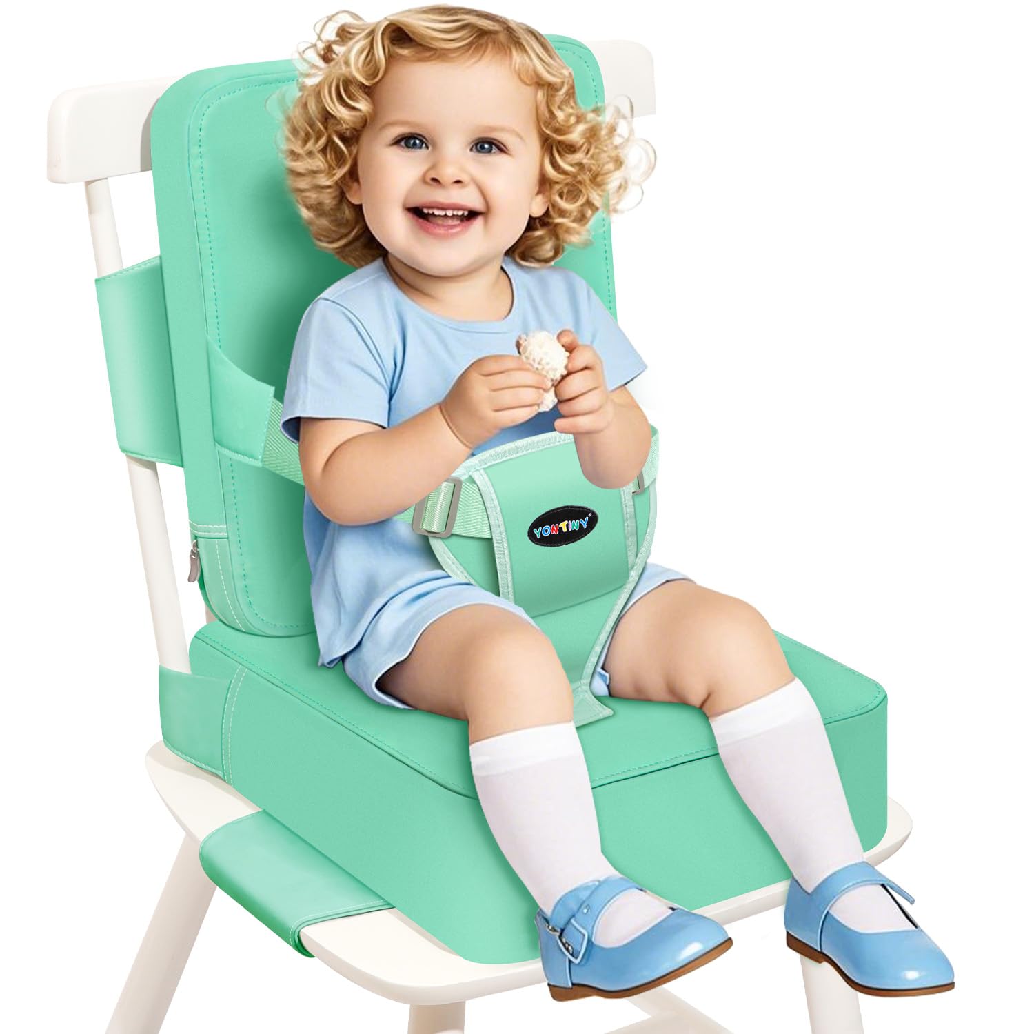 YONTINY booster seat with backrest provides table-height support
