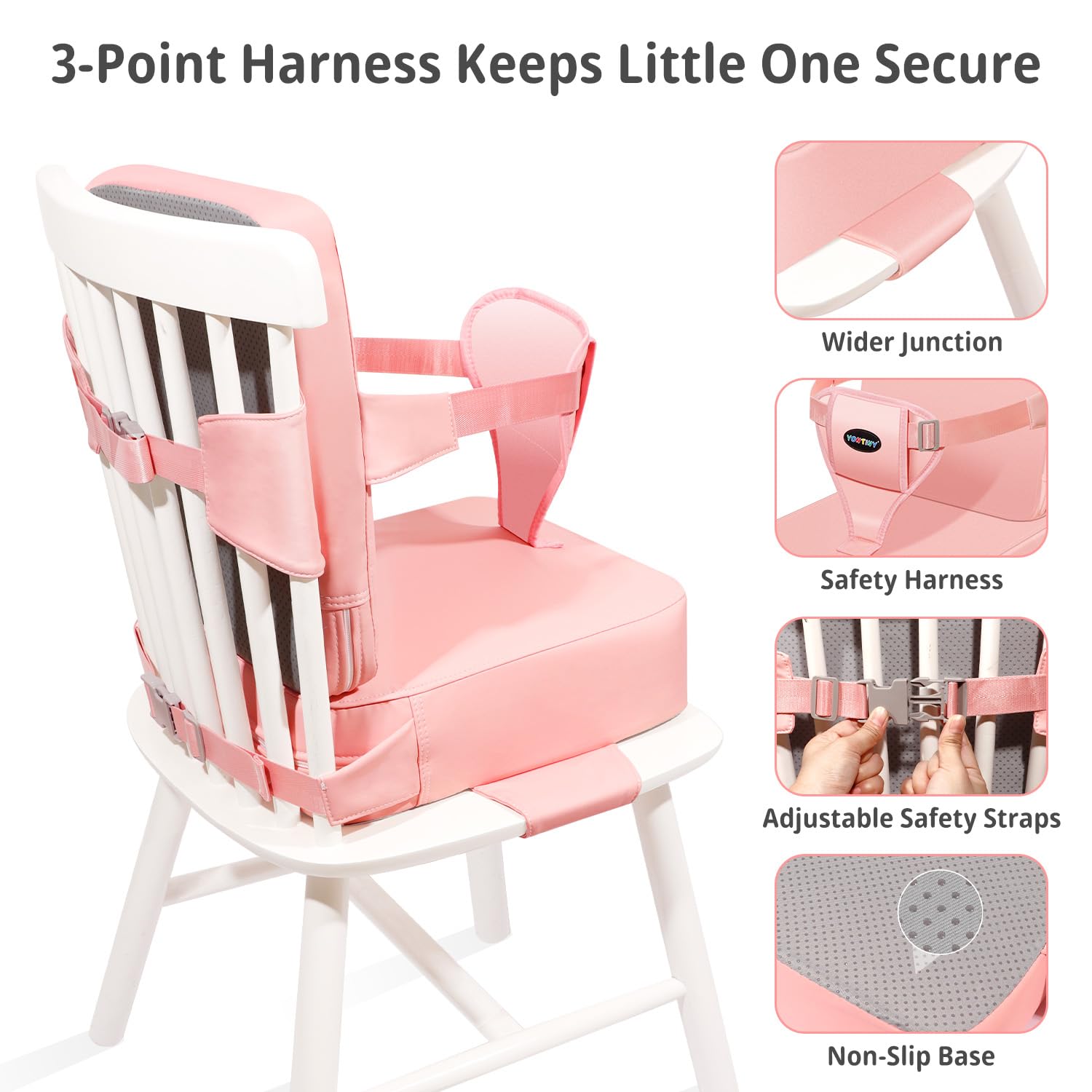 YONTINY foam-supported cushion provides comfortable mealtime seating