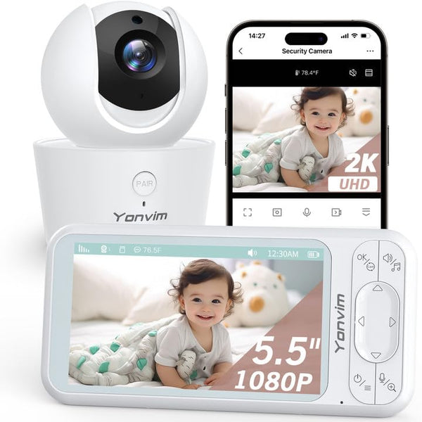 Yonvim 2K camera view with daytime clarity and infrared night vision for parents