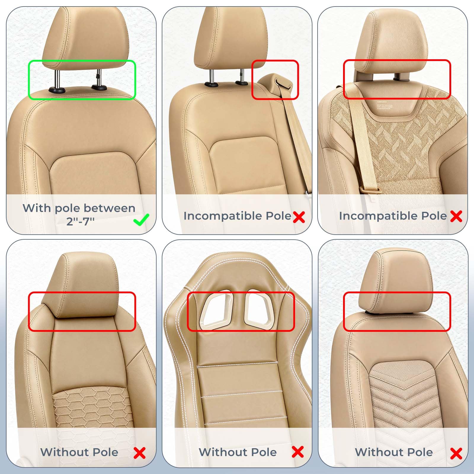 Yoocaa Road Pal headrest with 180° rotation for different passenger heights.