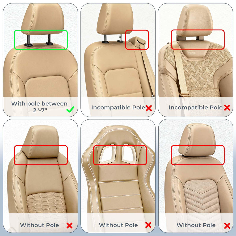 Yoocaa Road Pal headrest with 180° rotation for different passenger heights.