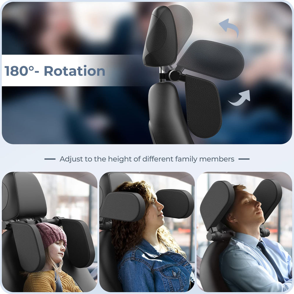 Yoocaa compatible with car seats using two metal rods for adjustable headrests.