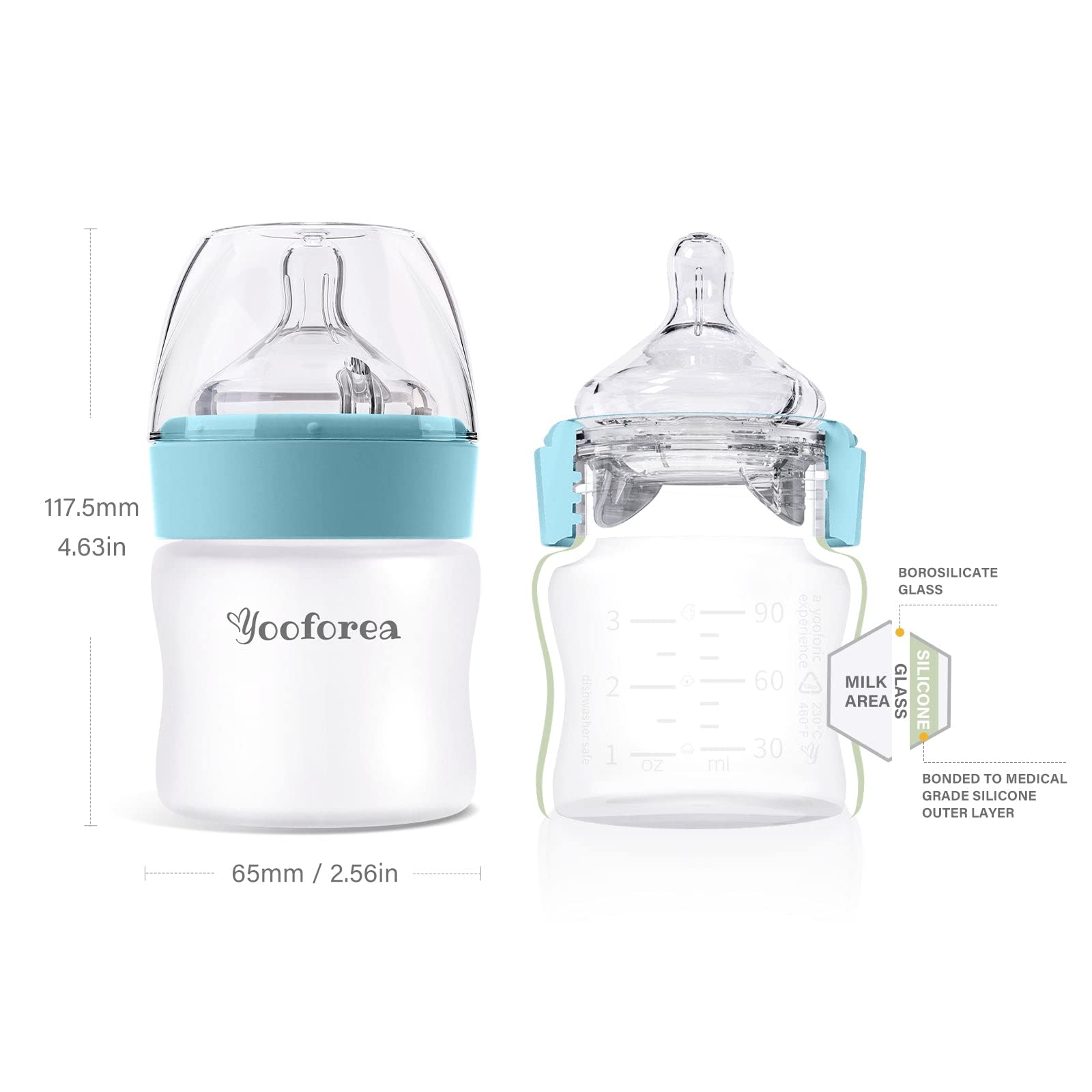 YOOFOREA anti-colic venting system demonstrates smoother feeds.