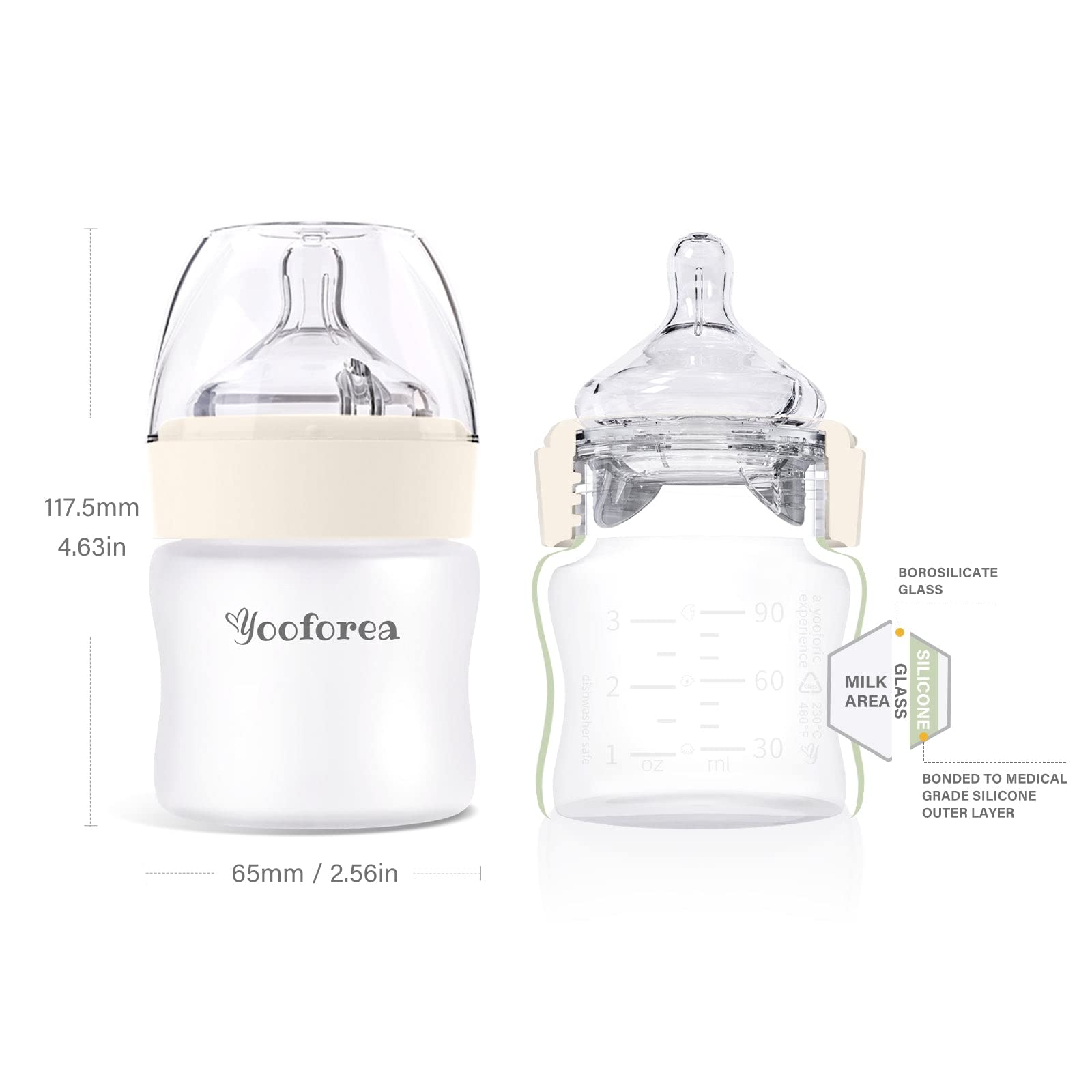 Yooforea borosilicate glass body for clean feeding