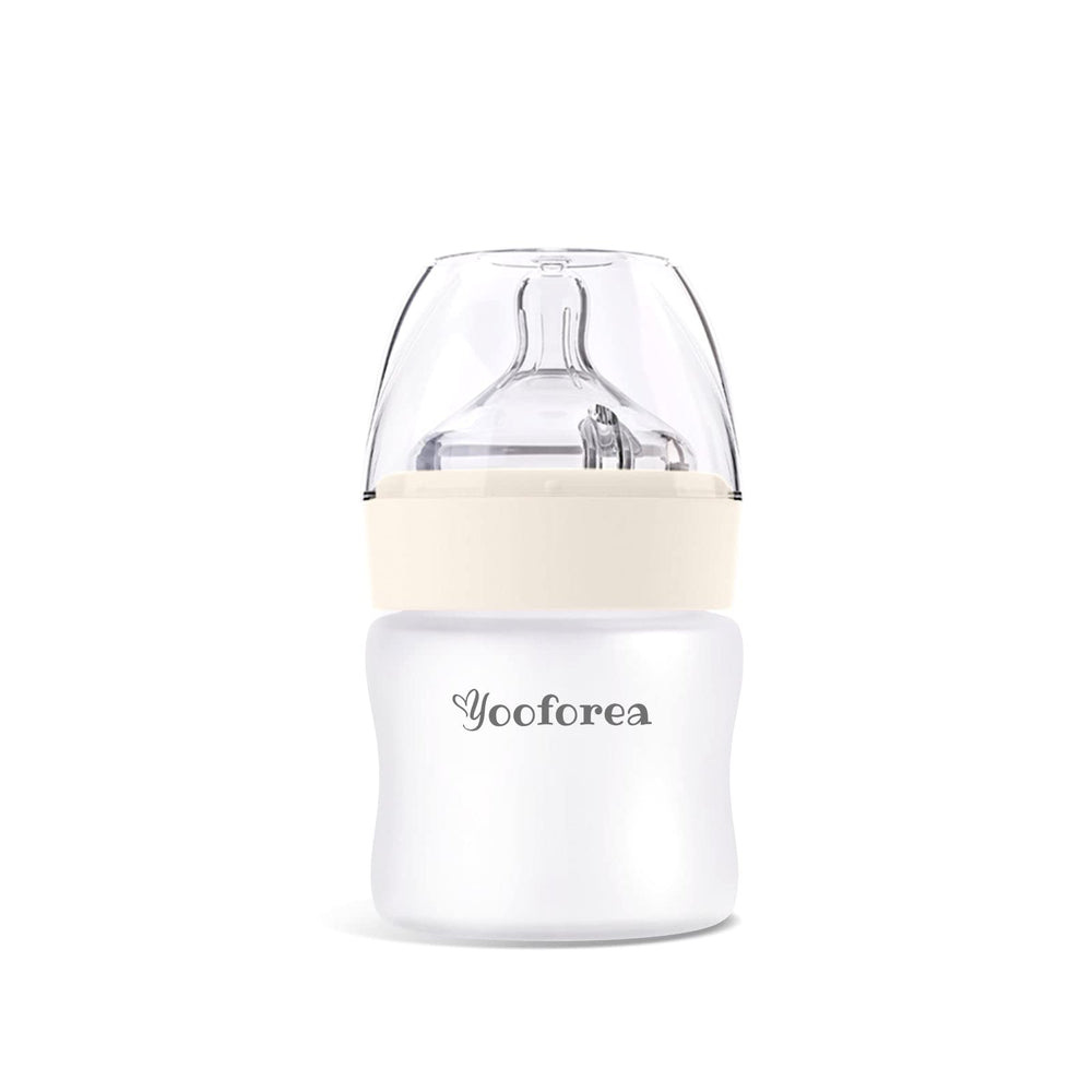Yooforea silicone-coated glass bottle anti-colic display with protective coating