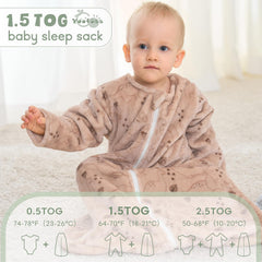 Yoofoss sleeved sleep sack in 1.5 tog for moderate temperatures.