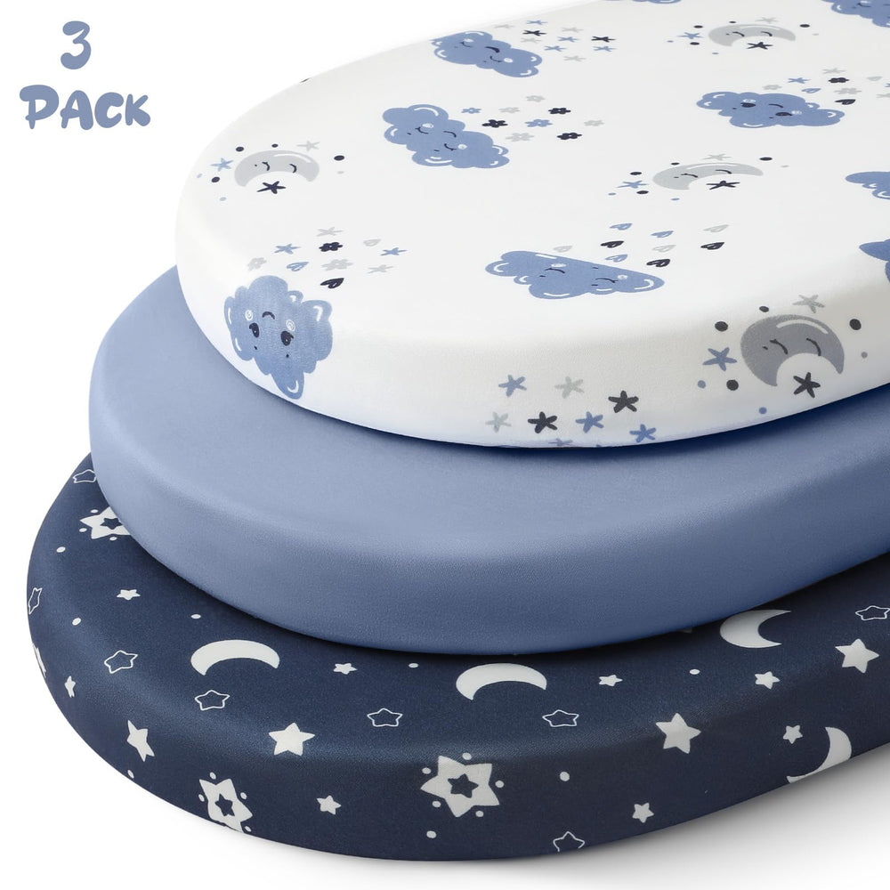 Three-pack Yoofoss sheets with prints and solids for nursery style