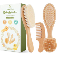 Yoofoss 4-piece baby brush set in gift box for gentle newborn grooming and bonding